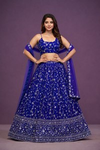 Wholesale Premium Georgette Semi Stitched Lehenga Choli Heavy Zari Sequence Embroidery with <b>Net</b> Dupatta - Product Image 5