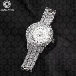 Charm Jewells Montre de luxe pour homme en acier inoxydable, cadran rose de 40 mm, lunette en cristal, mouvement mécanique, résistance à l'eau 10 bars - Product Image 6
