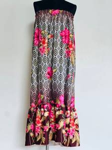 Lightweight Floral Pattern Maxi <b>Skirt</b> Solid Color <b>Elastic</b> Waist Embroidered Soft Autumn Pleated Lockdown <b>Skirts</b> - Product Image 1