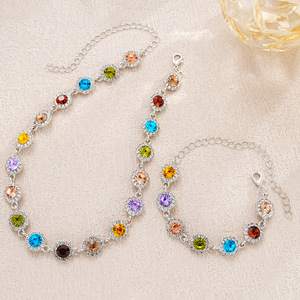 Collar y Pulsera de Circonita Cúbica Colorida, Cadena de Tenis Multicolor CZ, Joyería Arcoíris para Mujer, Accesorios Elegantes para Fiesta - Product Image 6