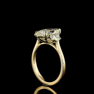 Bague de fiançailles vintage en or jaune 14 carats avec trois diamants de laboratoire certifiés IGI, taille marquise, 3 carats, bague de mariage - Product Image 3
