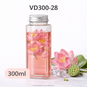 Custom Logo 300ml/500ml PET <b>Plastic</b> Beverage Container Screw Cap <b>Straw</b> Hole Silk Screen Printed Long Square Shape <b>Milk</b> <b>Bottle</b> - Product Image 3