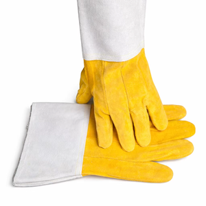 Guantes de soldadura de cuero de vaca resistentes al calor de abrasión resistente OEM Diseño dividido ignífugo para guantes de seguridad de soldadura Mig - Product Image 6