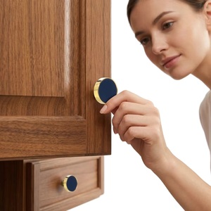 Round Cobalt Blue Wood Modern Cabinet <b>Knob</b> and Furniture Handle <b>for</b> Kitchen Bathroom Drawer <b>Dresser</b> Warehouse - Product Image 2