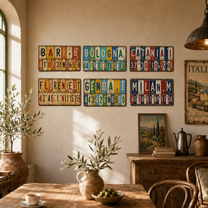 Letrero Metálico Vintage de la Ciudad de Italia, Letrero de Metal Rústico Retro, Decoración de Pared para Bar o Garaje, Estilo Antiguo - Product Image 3