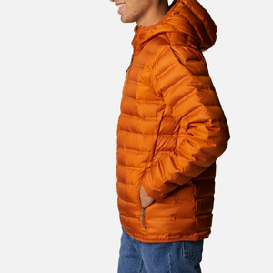 Chaqueta Acolchada con Capucha para Hombre, Color Naranja, Cierre de Cremallera, Resistente al Viento, Informal, de Invierno, Rellena de Sherpa, Diseño Floral, Exterior de Poliéster, Corte Regular - Product Image 3