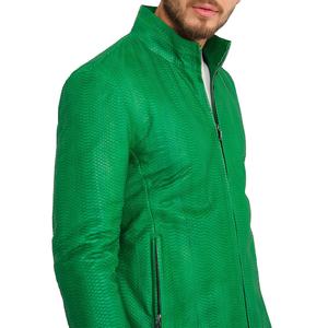 RIVIAN ATLANTIC Veste en cuir gaufré python vert pour hommes Nouvelle veste en cuir en peau de serpent Winter ODM/OEM Supply - Product Image 5