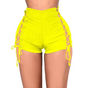 Shorts Casuales de Cintura Media para Mujer, Color Sólido, con Cordones, Ajustados, Transpirables, Estilo Urbano, Tallas Grandes - Product Image 5