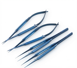 ชุดเครื่องมือผ่าตัด กรรไกรขนาดเล็ก ที่จับเข็ม คีมจับแผ่นบาง คีมจับฟัน 1x2 สีฟ้า แบบใช้มือ ได้รับการรับรองมาตรฐาน CE สำหรับการผ่าตัดทั่วไป - Product Image 3