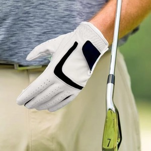 Gants de golf en cuir véritable blanc, antidérapants, respirants, pour droitier, unisexe, à enfiler - Product Image 6