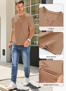 Camiseta de punto gofrado con logotipo personalizado, mezcla de algodón suave, ropa de moda de fábrica - Product Image 6