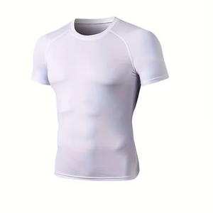 Chemises de compression sportives pour hommes avec motif lettres - Vêtements de sport respirants pour les entraînements athlétiques et l'usage quotidien - Product Image 1