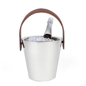 Metal Ice <b>Bucket</b> Premium Serving Showcase Modern Stainless Steel Ice <b>Bucket</b> <b>With</b> Handle And <b>Lid</b> Round Design For Party Use Rust - Product Image 2