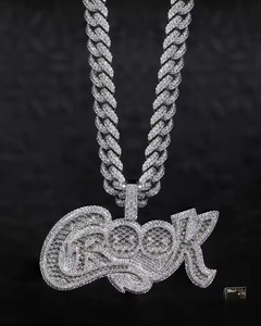 Luxury Moissanite Letter <b>Name</b> Pendant 925 Silver Rhodium Plated Iced Out Hip Hop Men's Themed Charms Everyday Wear Pendant - Product Image 1