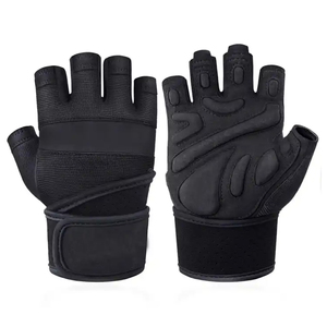 Wholesale Non-Slip <b>Weight</b> Lifting Outdoor Custom Logo Leather Gym <b>Gloves</b> Half Finger Breathable Lightweight Hook Loop Closure - Product Image 1