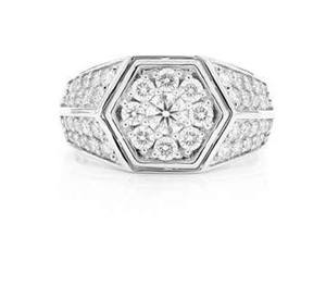 Anillo Hexagonal de Lujo para Hombre, Estilo Hip Hop, con Diamantes de Laboratorio de 1.5CT, Chapado en Oro de 14K sobre Plata de Ley 925 - Product Image 1