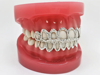 Face ouverte en argent sterling 925 avec poussière de diamant Grillz personnalisé plaqué or rose jaune disponible.