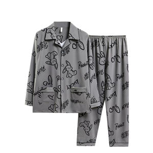 Pijama de Seda 100% para Hombre, Talla Grande, Satinado, Manga Corta, Transpirable, con Bolsillos, Cuello Abierto, Ropa de Dormir - Product Image 3