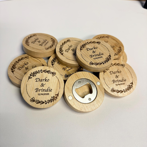 Décapsuleurs en bois ronds en acier inoxydable avec gravure personnalisée, faits à la main, réutilisables, accessoires de bar - Product Image 3