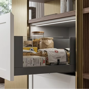 Modern for Drawer Box <b>LED</b> <b>Light</b> Full Extension Soft Closing Drawer Glass & Metal Dining Kitchen Furniture From Vietnam for - Product Image 1