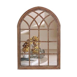 Arched Wooden Wall <b>Mirror</b> with Modern Design Wood Framed Decorative Arched Design for Bedroom Bathroom Hallway Dressing Room - Product Image 1