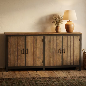 Commode Azora Orpi rustique moderne, buffet élégant en teck, finition mate, design industriel contemporain, armoire de rangement pour chambre à coucher - Product Image 3