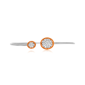GLEAMORA ENTERPRISE White Gold Lab Grown Diamond Fancy Round Brilliant Cut Classic Floral 18K Women's <b>Bangle</b> <b>Bracelet</b> - Product Image 2