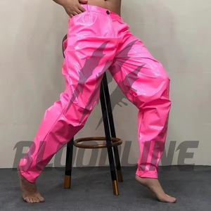 Pantalon large en cuir noir pour moto, unisexe adulte toutes saisons, avec ceinture - Product Image 3