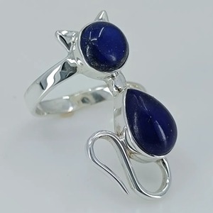 Lapis Lazuli <b>Ring</b> 925 Sterling Silver Handmade Boho Statement Promise Jewelry for Women Natural Round & Pear Shape Gemstone - Product Image 6