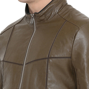 Men's 100% Polyester Wool/Viscose Shell Stand Collar <b>Covered</b> <b>Button</b> Patchwork Windproof Breathable High Street Style Jacket - Product Image 6