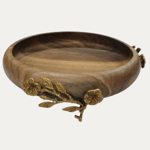 Ensaladera decorativa de madera esmaltada con estampado floral elegante y lujoso de madera y frutero para el hogar, el hotel y el restaurante usados - Product Image 4