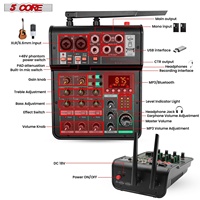 Console de mixage audio 5Core, 4 canaux, interface USB, Bluetooth, avec fonction répétition et delay +48V