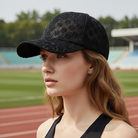 Casquette de baseball d'été pour femme, en maille ajourée avec dentelle florale et broderie florale, élégante, respirante et pare-soleil