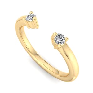 Anillo abierto de oro rosa de lujo con diamantes de corte brillante en forma de pera y redondos, minimalista, ajustable, apilable, joyería de moda para mujer. - Product Image 2
