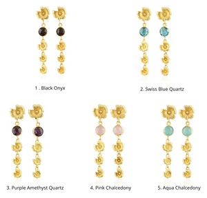 Boucles d'oreilles pendantes en laiton plaqué or 18 carats, style punk, motif fleur découpée, 62 mm, à fermoir poussoir, bijoux pour femme, cadeau idéal - Product Image 1