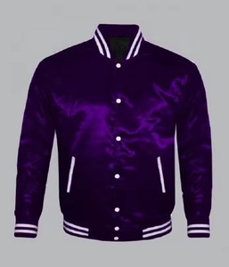 <b>Purple</b> Satin <b>Varsity</b> <b>Jacket</b> Men Stand Collar Long Sleeve Baseball <b>Jacket</b> Breathable Windproof Winter Outerwear - Product Image 3