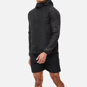 Ensemble veste coupe-vent à capuche et short imprimé carte réfléchissante personnalisé, en nylon Taslon léger, par le fabricant - Product Image 1