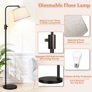 Lampada da terra nera dimmerabile con lampadina LED Edison da 1000 lumen inclusa - Product Image 4