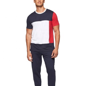 2025 personnalisé couleur bloc hommes ourlet incurvé t-shirt grande taille hommes Streetwear mode vêtements unisexe 100% coton Slim Fit t-shirt - Product Image 2