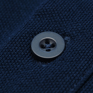 Chemise décontractée bleu marine à manches courtes pour homme avec broderie jaune de vélo, logo frontal, en polyester/coton respirant - Product Image 4