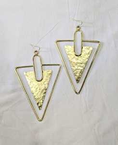 Shan India Hammered Antique Gold Wired Women's Stick Earrings Elegant Gold Plated <b>Brass</b> Textured Lead/Cadmium/Azo Free - Product Image 4