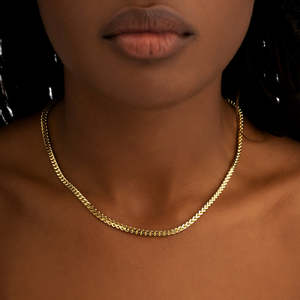 Cadena Franco de 3MM, Plata de Ley 925, Chapada en Oro, Cadena de Eslabones Franco, Joyería Minimalista Unisex - Product Image 1