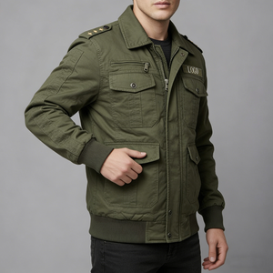 Mens Military Cargo Canvas <b>Jacket</b> Tactical Polyester/Nylon Bomber Workwear Coat Waterproof Hooded Color Block <b>Lightweight</b> Winter - Product Image 2