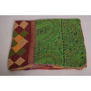 Handmade Eco-Friendly Printed Kantha <b>Quilt</b> Vintage Floral Cotton <b>Throw</b> Boho Indian Bedspread Reversible Blanket All-Season Decor - Product Image 3