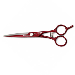 Ciseaux de coiffure professionnels rouges en acier inoxydable, lame tranchante, pour droitiers, manche long, outil de coupe pliable pour salon de coiffure - Product Image 6