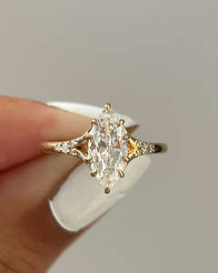 Bague de fiançailles/mariage vintage en or jaune 14 carats avec diamant de culture IGI/GIA, or blanc fin unisexe, pour anniversaire, digne d'une fête - Product Image 1