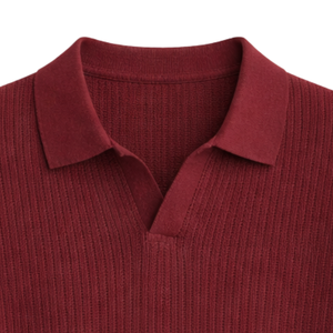 Polo de punto ondulado para hombre, manga corta, algodón premium, textura acanalada, corte ajustado, informal, elegante, para verano, venta al por mayor - Product Image 2