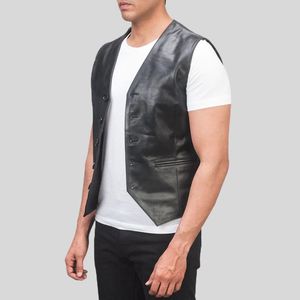 Chaleco de Motociclista Reversible de Lona y Cuero Genuino para Hombre, con Cierre de Cremallera y Bolsillos, Ropa Exterior de Otoño, Transpirable, Anti-UV, Estilo Urbano - Product Image 2