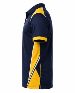 Polo de Manga Corta para Hombre, Color Azul Marino y Amarillo, Diseño Deportivo de Secado Rápido, Logotipo Frontal, Tejido de Punto - Product Image 4