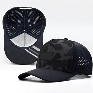 Black Camouflage Mesh Trucker Cap 6-Panel Adjustable Back Closure Outdoor Casual Hat for Adults Spring Summer Wear - Product Image 1